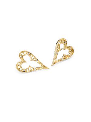 Mizuki Diamond Heart Frame Post Earrings