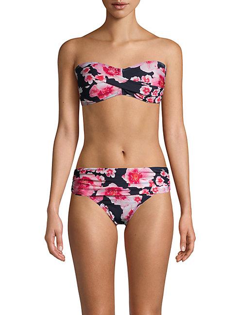 Dkny Floral-print Bandeau Bikini Top