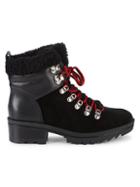 Marc Fisher Ltd Brylee Suede & Leather Shearling-trim Combat Boots
