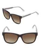 Bottega Veneta Gradient 55mm Rectangle Sunglasses