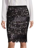 Elie Tahari Violet Sequin Lace Pencil Skirt