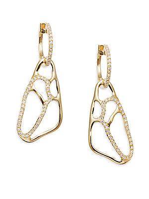 Effy Diamond & 14k Yellow Gold Cutout Drop Earrings