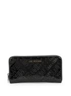 Love Moschino Patent Logo Embossed Wallet