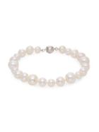 Belpearl 925 Sterling Silver & 7mm-10mm White Off-round Pearl Bracelet
