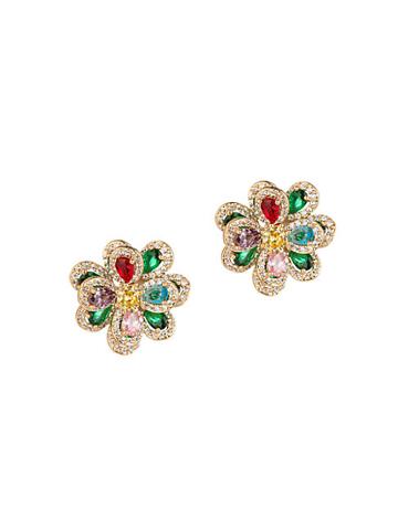 Eye Candy La Luxe Rainbow Floral Goldtone & Crystal Stud Earrings