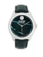 Versus Versace Faux Marble Stainless Steel Analog Leather Strap Watch