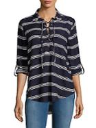 Beach Lunch Lounge Striped Lace-up Top