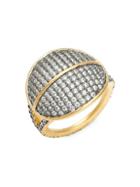Freida Rothman Lattice Motif Sterling Silver & Pav&eacute; Crystal Dome Ring