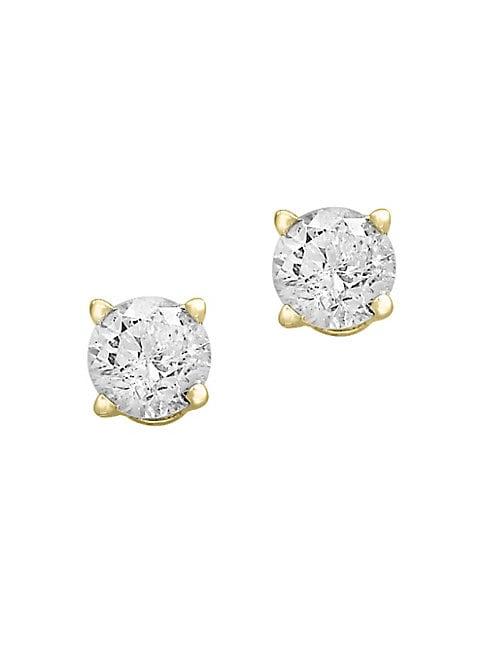 Effy Round Diamond & Yellow Gold Stud Earrings