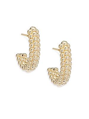 Saks Fifth Avenue 14k Yellow Gold Beaded Hoop Earrings