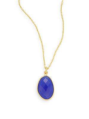Argento Vivo Blue Onyx & 18k Yellow Gold Vermeil Pendant Necklace