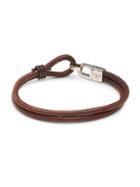 Tateossian Silvertone & Leather Bracelet