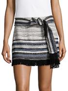 Derek Lam 10 Crosby Fringed Multi-stripe Skirt