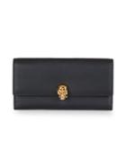 Alexander Mcqueen Pebbled Leather Flap Continental Wallet
