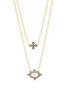 Freida Rothman Double Layered Crown Gold Plated Pendant Necklace