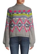 Lea & Viola Geometric-print Mockneck Sweater
