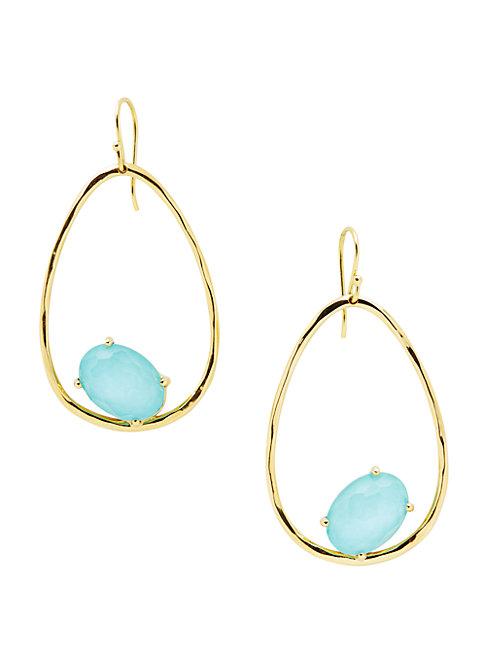 Ippolita Rock Candy&reg; 18k Yellow Gold Clear Quartz & Turquoise Stone Hoop Earrings