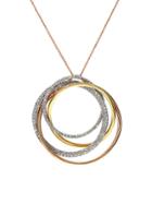 Effy 14k Tri-tone Gold & Diamond Circle Pendant Necklace