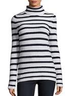 Cashmere Saks Fifth Avenue Striped Long Sleeve Cashmere Sweater