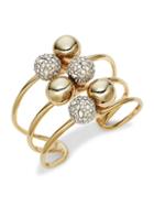 Alexis Bittar 10k Goldplated & Crystal 3-tiered Sphere Cuff Bracelet