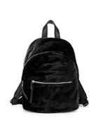 French Connection Top Zip Velvet Backpack