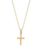 Saks Fifth Avenue 14k Yellow Gold Beaded Cross Pendant Necklace