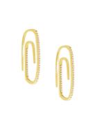 Gabi Rielle 22k Goldplated & Crystal Paper Clip Earrings