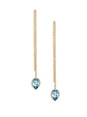 Anzie Blue Topaz And 14k Gold Chain Drop Earrings
