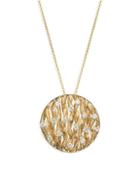 Effy 14k Yellow Gold & Diamond Textured Pendant Necklace