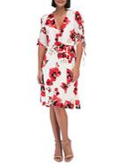 Bobeau Floral Ruched-sleeve Dress
