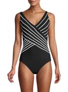 Gottex One-piece Striped Surplice Swimsuit
