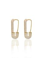 Gabi Rielle 14k Gold Vermail & Cubic Zirconia Safety Pin Earrings