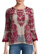 Minkpink Sweetest Sound Embroidered Sheer Blouse