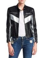 The Mighty Company Metallic Contrast Leather Jacket