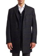 Saks Fifth Avenue Collection Plaid Wool Top Coat
