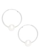 Masako 14k White Gold & 6-7mm White Round Pearl Hoop Earrings
