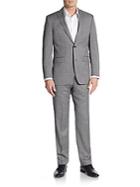 Saks Fifth Avenue Red Trim-fit Mini Check Worsted Wool Suit