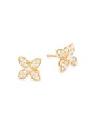 Saks Fifth Avenue 14k Yellow Gold & Diamond Floral Stud Earrings