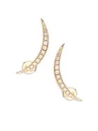 Ef Collection 14k Yellow Gold & Diamond Crescent Moon Stud Earrings