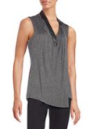 Bailey 44 Faux Leather-trimmed Draped Stretch Jersey Top