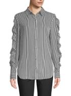 Saks Fifth Avenue Striped Ruffle-sleeve Shirt