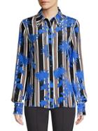 Diane Von Furstenberg Stripe Button-down Silk Shirt