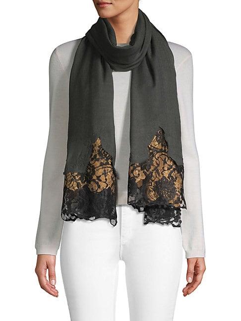Saachi Floral Lace Wool Scarf