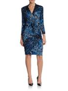 Adrianna Papell Print Faux Wrap Dres