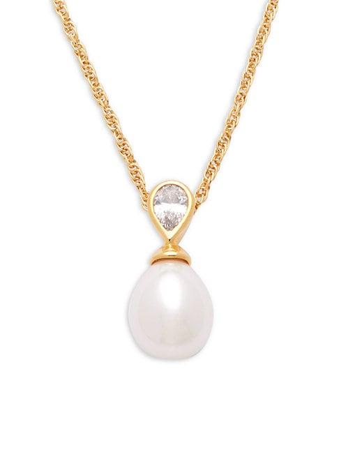 Majorica Faux Pearl & Crystal Pendant Necklace