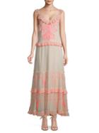 Free People Embroidered Ruffle Maxi Dress