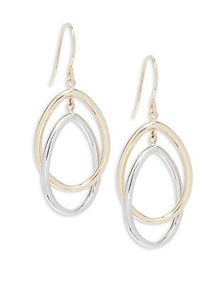 Saks Fifth Avenue 14k Yellow Gold And White Gold Oval Drop Earrings