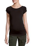 Rosie Pope Solid Ruched Boatneck Maternity Tee