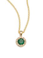 Effy Emerald Diamond & 14k Yellow Gold Pendant Necklace