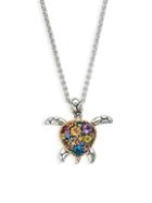Effy Tortoise Sterling Silver & Multicolored Sapphire Pendant Necklace